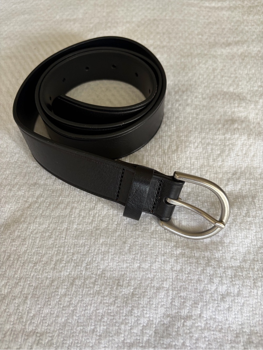 MADEWELL-Black Leather Belt Silver Buckle Sz M NEW